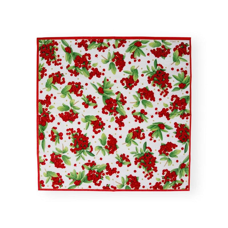 Caspari Christmas Berry Paper Dinner Napkins In Red - 20 Per Package