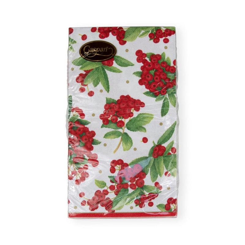 Caspari Christmas Berry Paper Guest Towel Napkins In Red - 15 Per Package