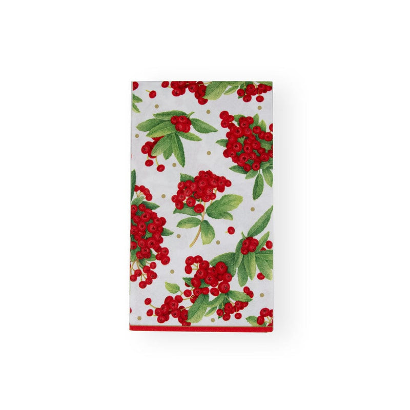 caspari Christmas Berry Paper Guest Towel Napkins in Red - 15 Per Package