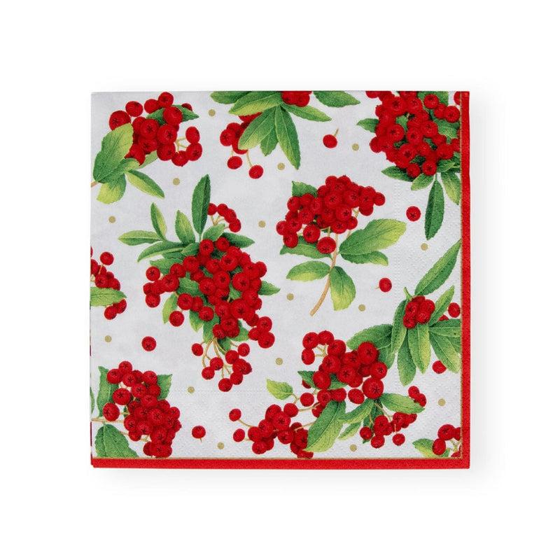 caspari Christmas Berry Paper Luncheon Napkins in Red - 20 Per Package