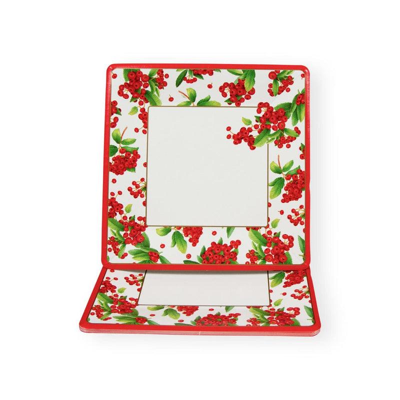 Caspari Christmas Berry Square Paper Salad & Dessert Plates In Red - 8 Per Package