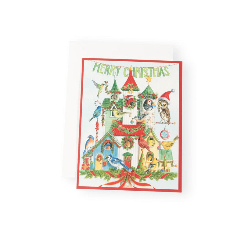 Caspari Christmas Birdhouse Boxed Christmas Cards - 16 Christmas Cards & 16 Envelopes