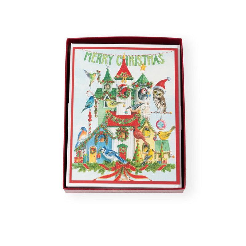 caspari Christmas Birdhouse Boxed Christmas Cards - 16 Christmas Cards & 16 Envelopes