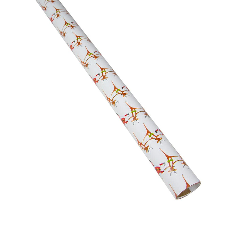 Caspari Christmas Can Can Ivory Gift Wrapping Paper - 30" X 8'