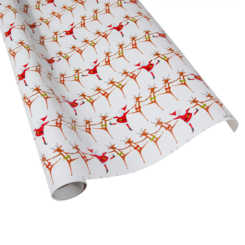 caspari Christmas Can Can Ivory Gift Wrapping Paper - 30" x 8'