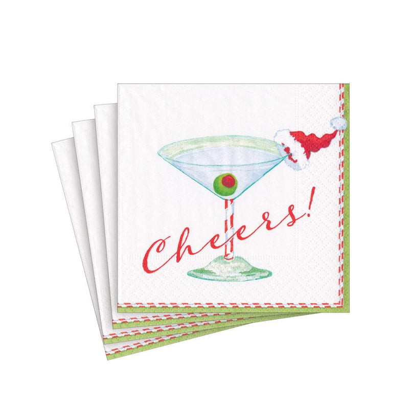 Caspari Christmas Cocktail Cheers Paper Cocktail Napkins - 20 Per Package