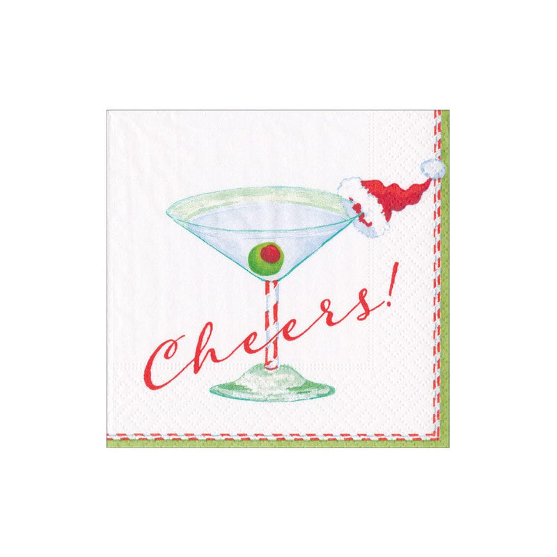 caspari Christmas Cocktail Cheers Paper Cocktail Napkins - 20 Per Package
