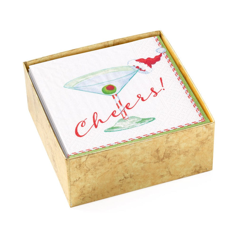 caspari Christmas Cocktail Cheers Paper Cocktail Napkins - 40 Per Box