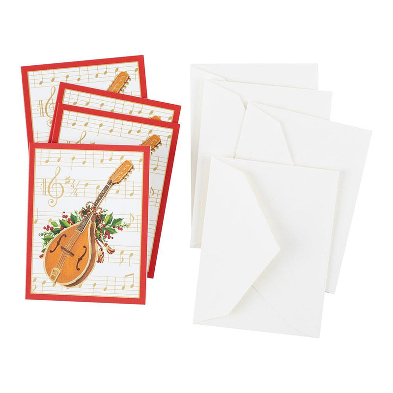 Caspari Christmas Concert Gift Enclosure Cards - 4 Mini Cards & 4 Envelopes