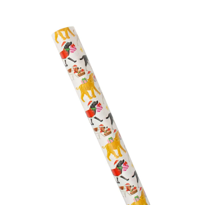 Caspari Christmas Delivery Gift Wrapping Paper In White High-Gloss - 30" X 8' Roll