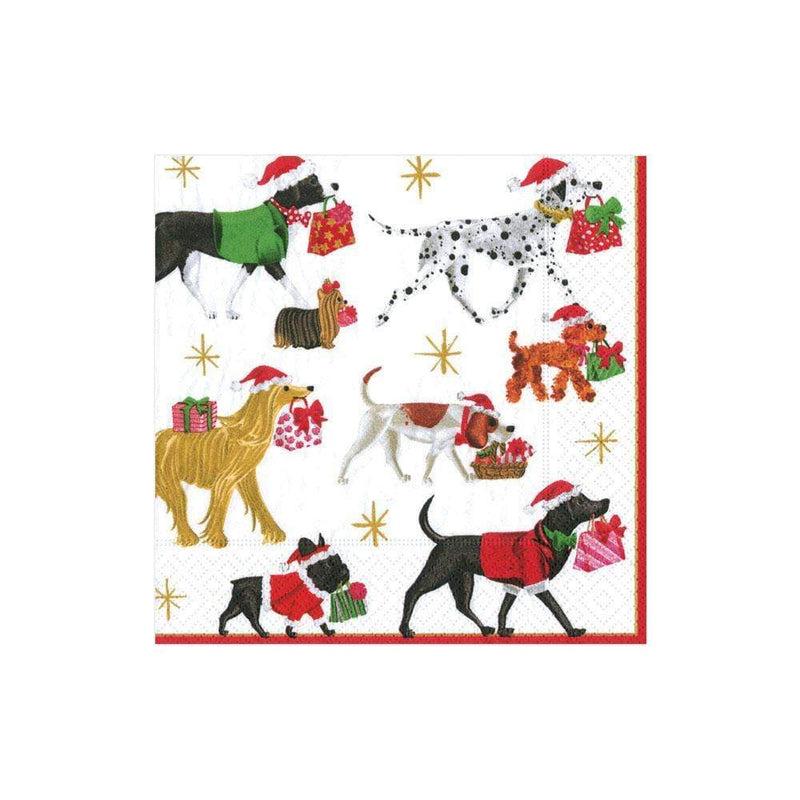 caspari Christmas Delivery Paper Cocktail Napkins in White - 20 Per Package