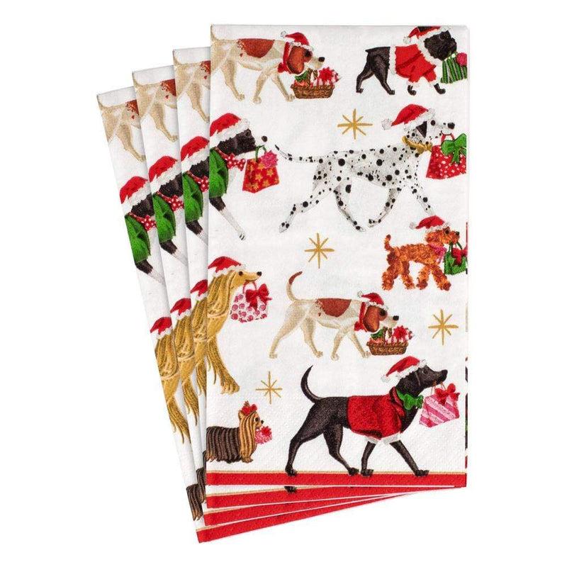 Caspari Christmas Delivery Paper Guest Towel Napkins In White - 15 Per Package