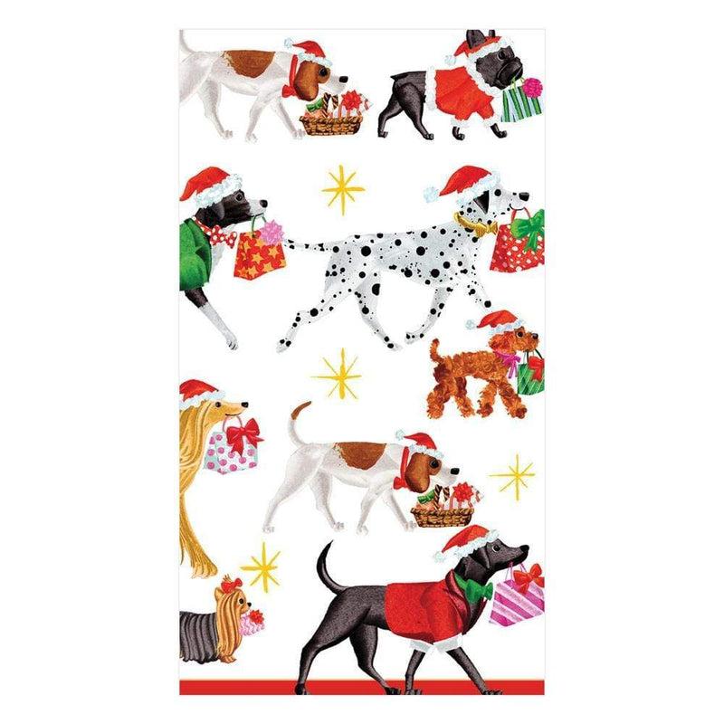 caspari Christmas Delivery Paper Guest Towel Napkins in White - 15 Per Package
