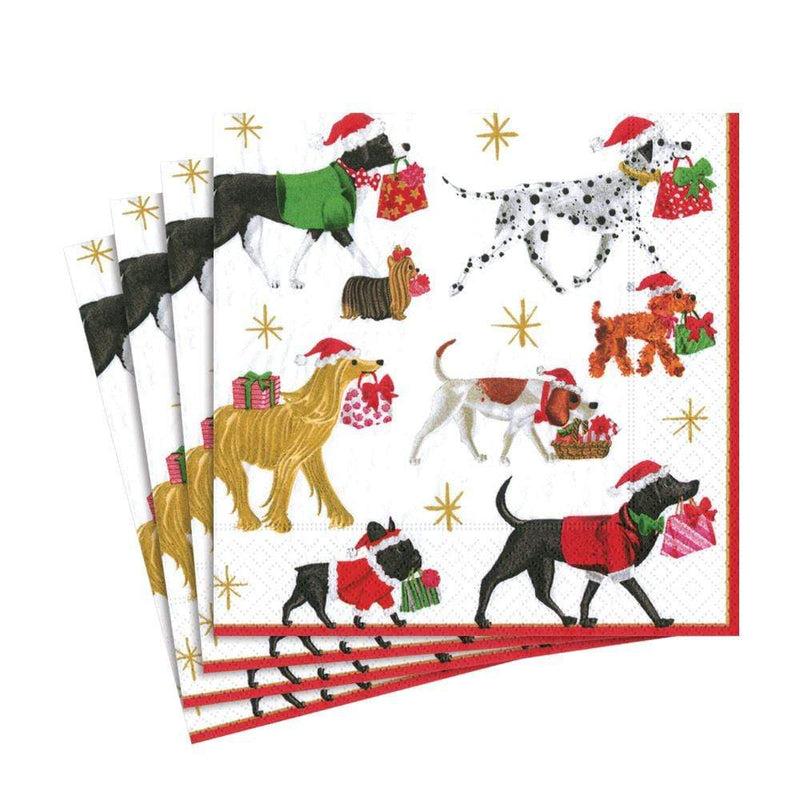 Caspari Christmas Delivery Paper Luncheon Napkins In White - 20 Per Package