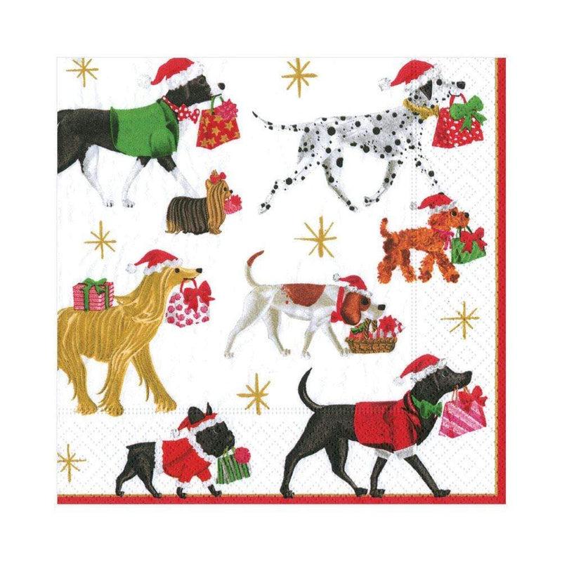 caspari Christmas Delivery Paper Luncheon Napkins in White - 20 Per Package