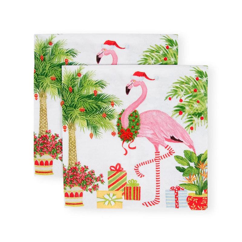 Caspari Christmas Flamingos Paper Cocktail Napkins - 20 Per Package