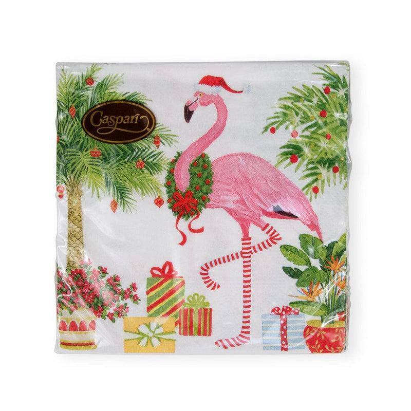 Caspari Christmas Flamingos Paper Cocktail Napkins - 20 Per Package