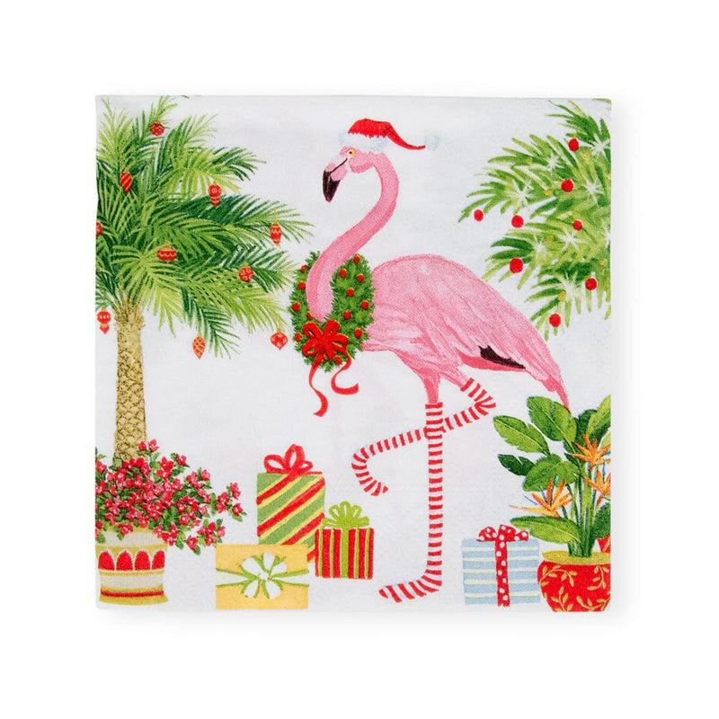 caspari Christmas Flamingos Paper Cocktail Napkins - 20 Per Package