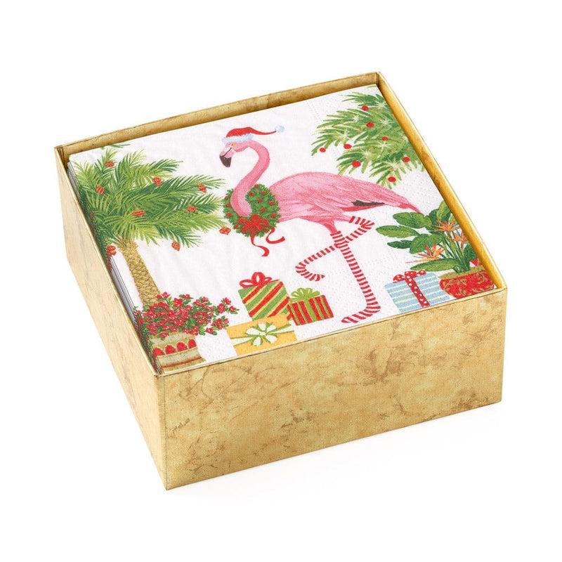 caspari Christmas Flamingos Paper Cocktail Napkins - 40 Per Box