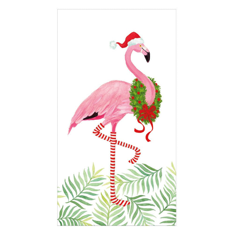 caspari Christmas Flamingos Paper Guest Towel Napkins - 15 Per Package