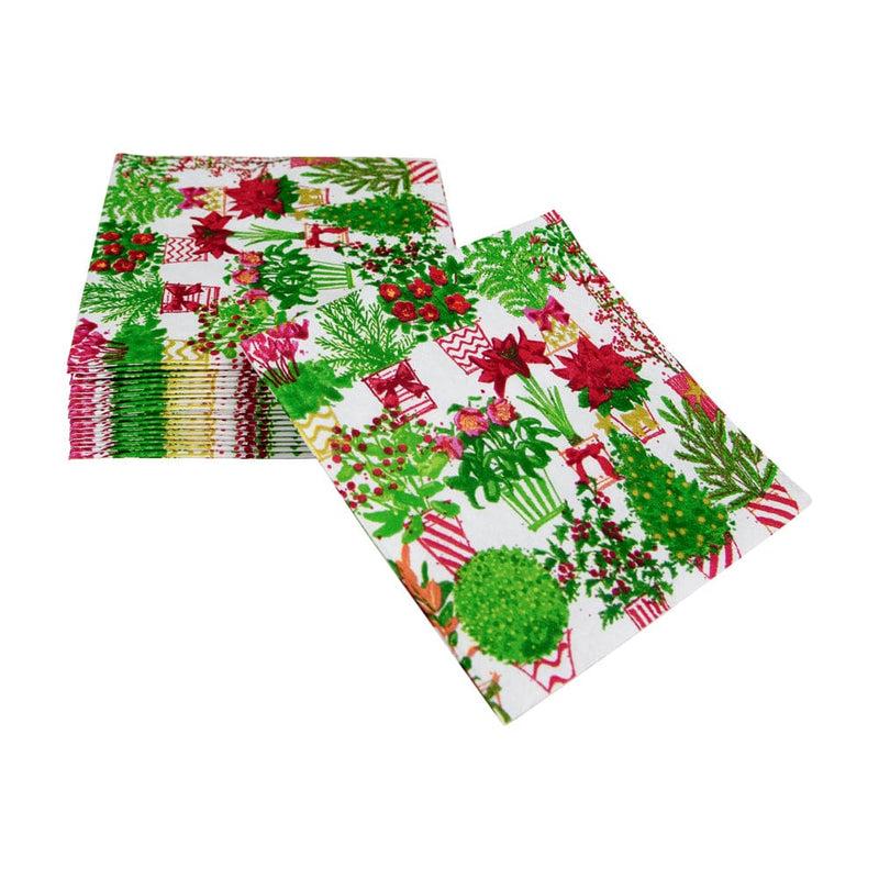 Caspari Christmas Flower Market Cocktail Napkins - 20 Per Package