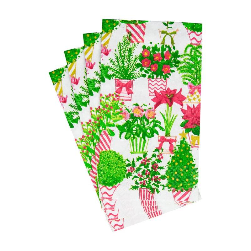 Caspari Christmas Flower Market Guest Towel Napkins - 15 Per Package