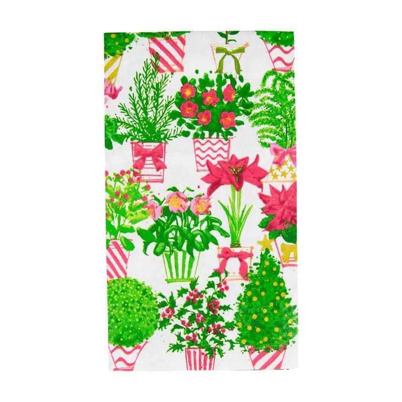 caspari Christmas Flower Market Guest Towel Napkins - 15 Per Package