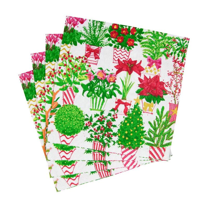 Caspari Christmas Flower Market Luncheon Napkins - 20 Per Package