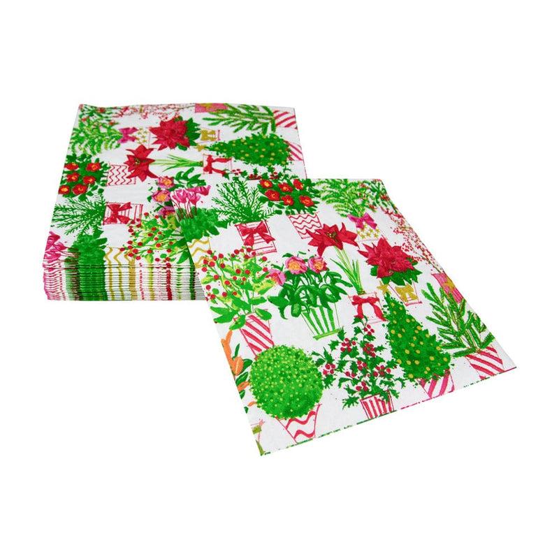 Caspari Christmas Flower Market Luncheon Napkins - 20 Per Package
