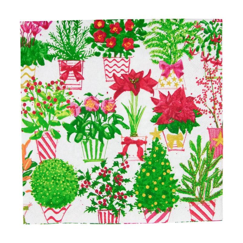 caspari Christmas Flower Market Luncheon Napkins - 20 Per Package