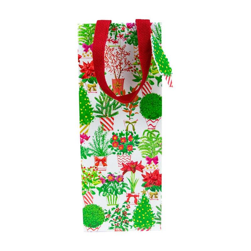 Caspari Christmas Flower Market Wine & Bottle Gift Bags - 1 Each