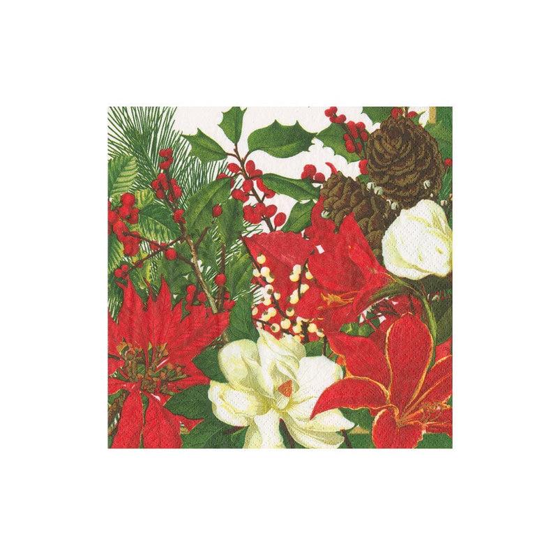 caspari Christmas Garden Boxed Cocktail Napkins - 40 Per Box