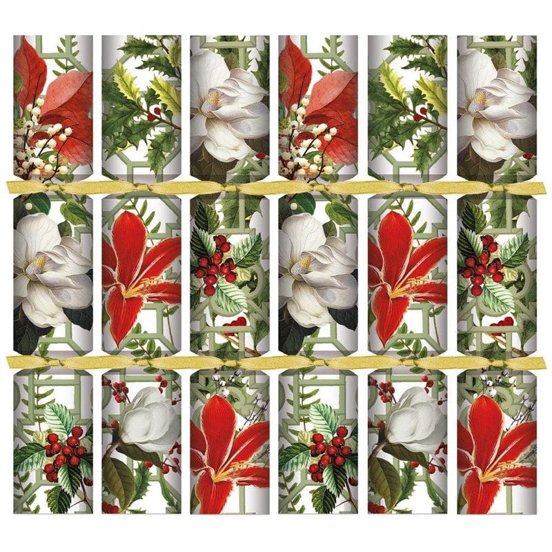 Caspari Christmas Garden Celebration Crackers - 6 Per Box