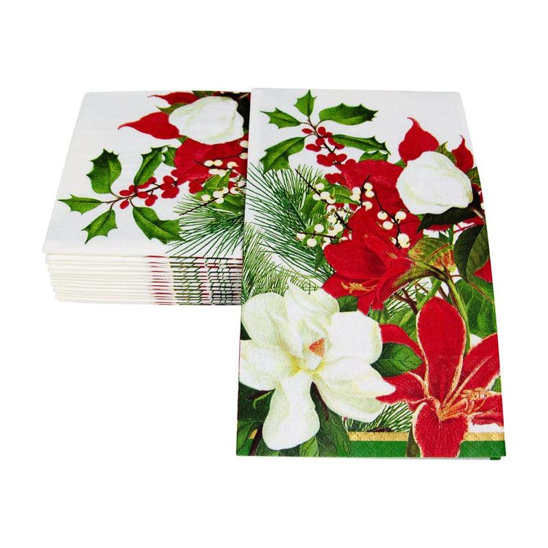 Caspari Christmas Garden Guest Towel Napkins - 15 Per Package