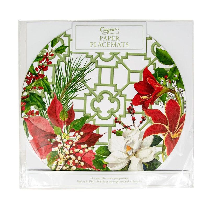 Caspari Christmas Garden Paper Placemats - 12 Per Package