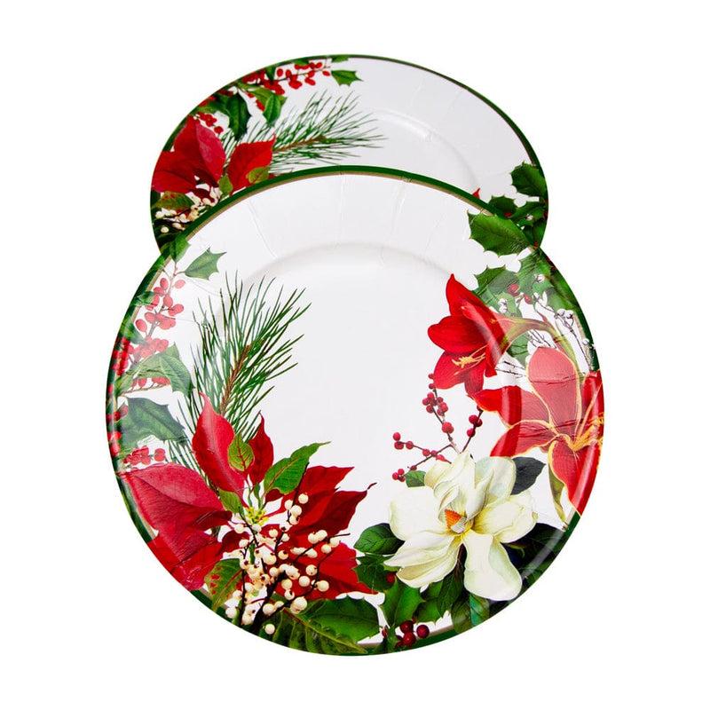 Caspari Christmas Garden Salad & Dessert Plates - 8 Per Package