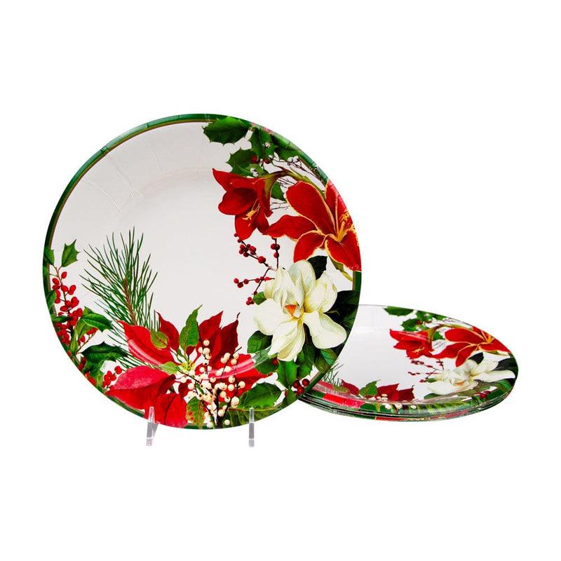 Caspari Christmas Garden Salad & Dessert Plates - 8 Per Package
