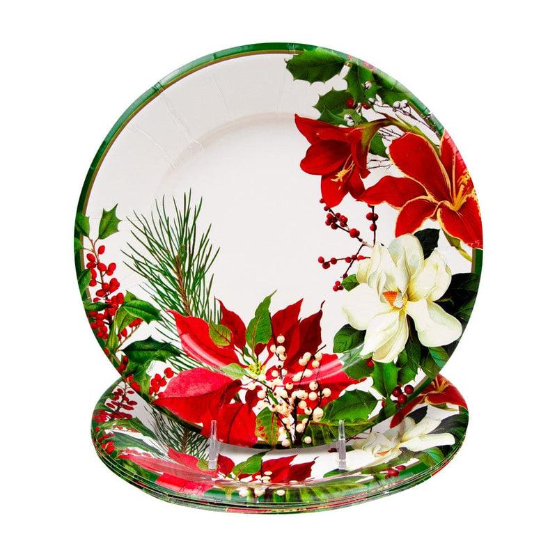 Caspari Christmas Garden Salad & Dessert Plates - 8 Per Package