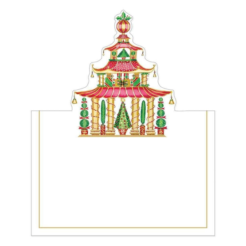 Caspari Christmas Pagodas Die-Cut Place Cards - 8 Per Package
