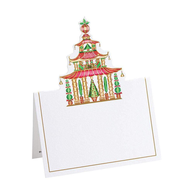 caspari Christmas Pagodas Die-Cut Place Cards - 8 Per Package