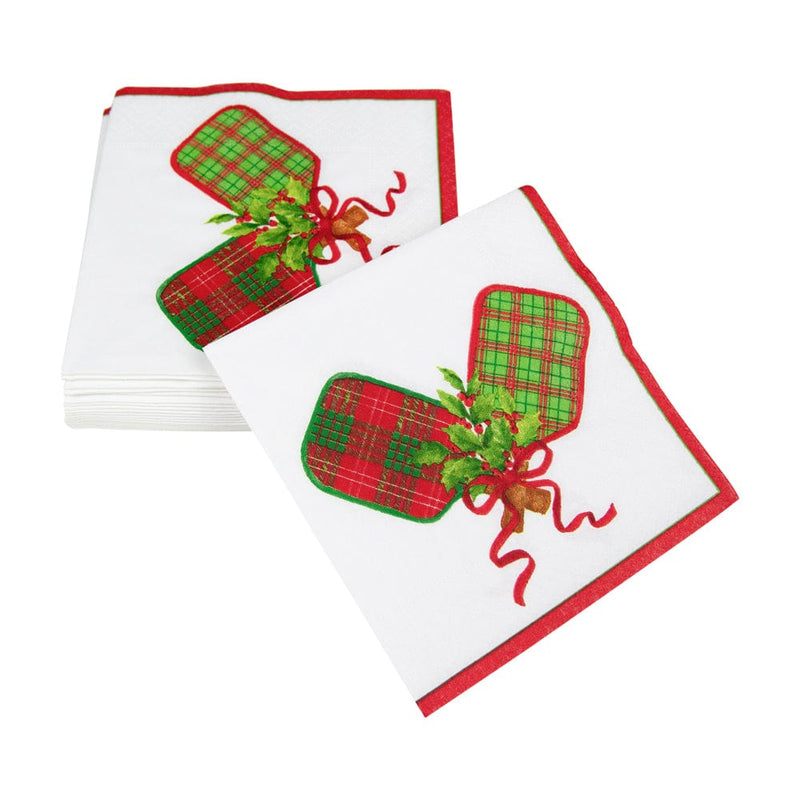 Caspari Christmas Pickleball Cocktail Napkins - 20 Per Package