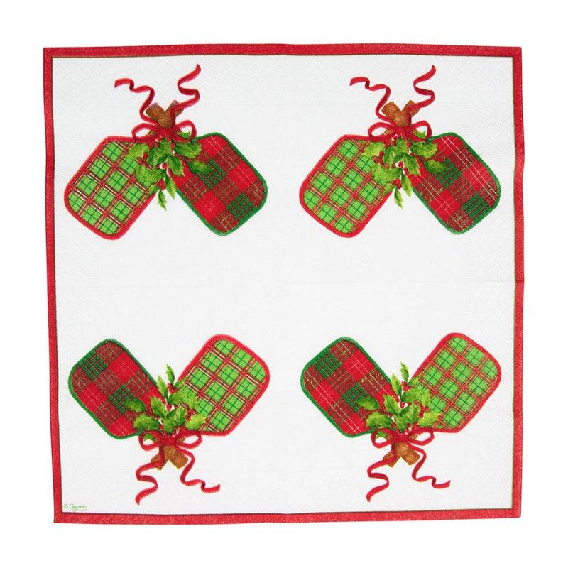 Caspari Christmas Pickleball Cocktail Napkins - 20 Per Package