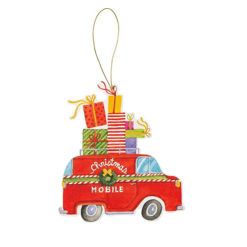 caspari Christmas Rush Decorative Die-Cut Gift Tag - 4 Per Package