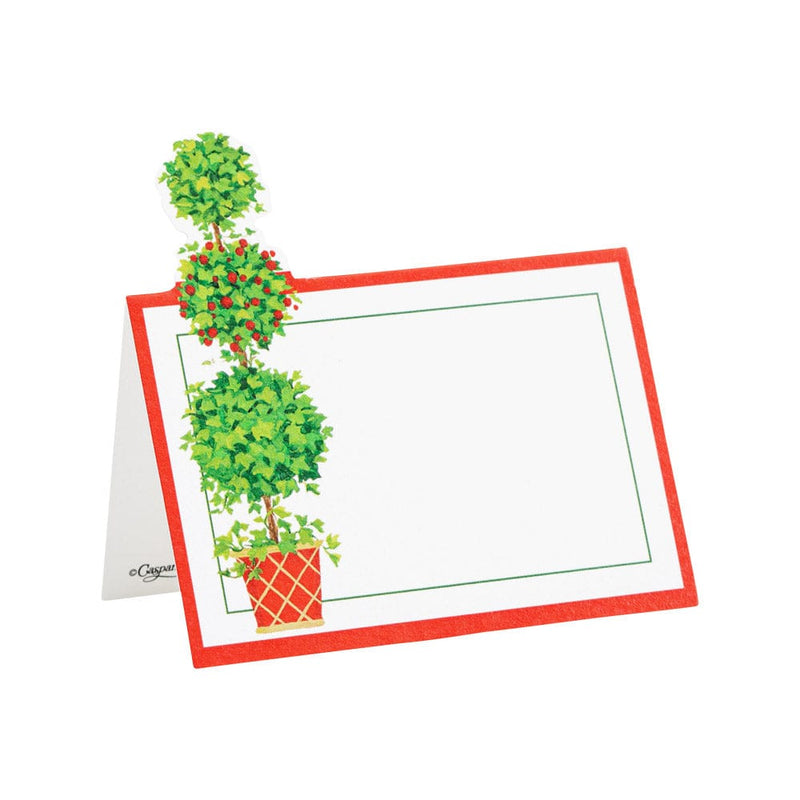 caspari Christmas Topiaries Die-Cut Place Cards - 8 Per Package