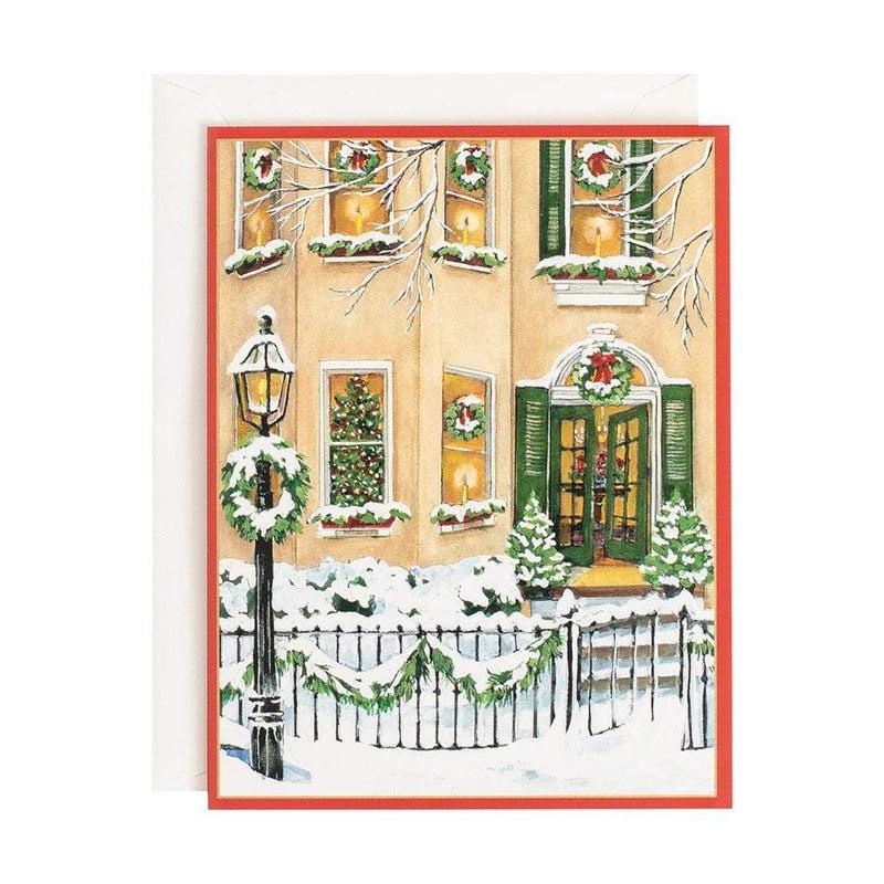 caspari Christmas Townhouse Boxed Christmas Cards - 15 Cards & 15 Envelopes