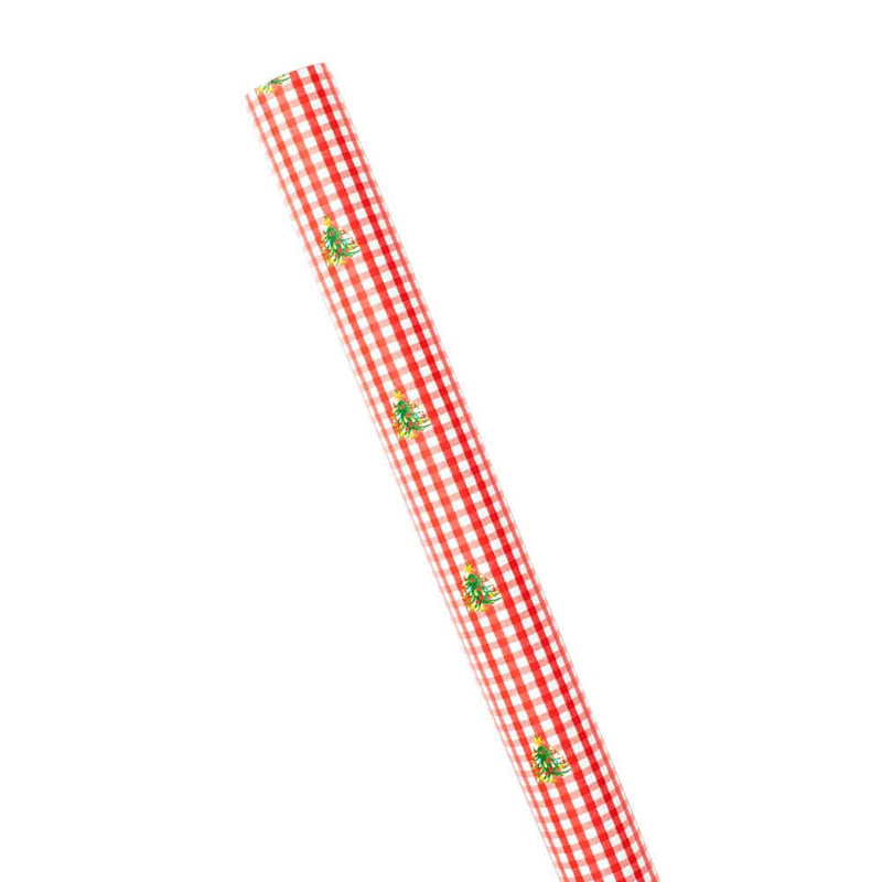 Caspari Christmas Tree Gingham Gift Wrapping Paper - 30" X 8' Roll