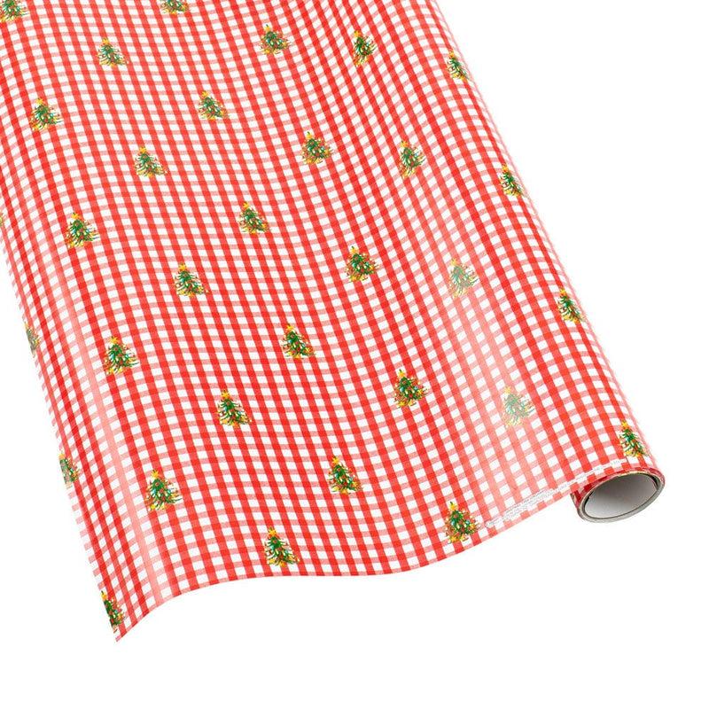 caspari Christmas Tree Gingham Gift Wrapping Paper - Bundle of 2 30" x 8' Roll