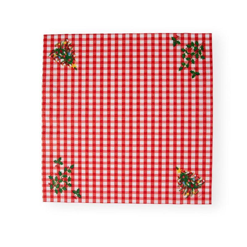 Caspari Christmas Tree Gingham Paper Luncheon Napkins - 20 Per Package