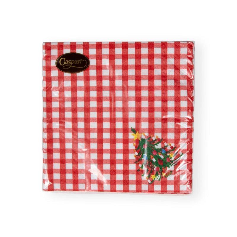 Caspari Christmas Tree Gingham Paper Luncheon Napkins - 20 Per Package
