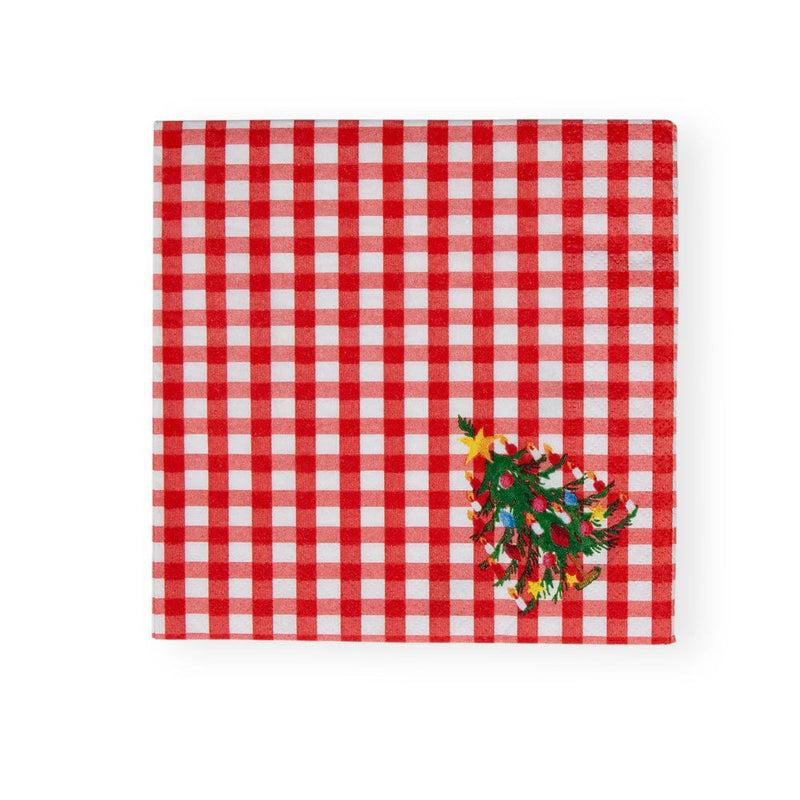caspari Christmas Tree Gingham Paper Luncheon Napkins - 20 Per Package